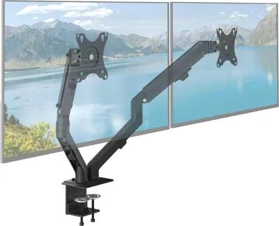 Produktbild von ACROPAQ - Monitor Arm - Federhalterung, Monitor Halterung 2 Monitore, Für 17-27 Zoll Bildschirme, 360° drehbar - Bildschirmhalterung, Monitorhalterung, Tischhalterung - Schwarz