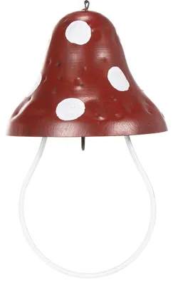 Produktbild von Futterstation Metall Fliegenpilz Hängend Rot Weiß 25,5cm Vogelfutterhaus Wetterfest Dekoration
