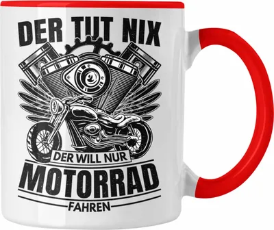 Produktbild von Trendation - Der Tut Nix Der Will Nur Motorrad Fahren Tasse Geschenk Motorrad-Fahrer Geschenk Spruch Männer (Rot)