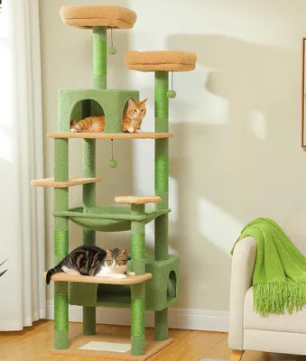 Produktbild von Purpurra Kratzbaum XXL Katzenturm Mehrstufig 183 cm, Grün