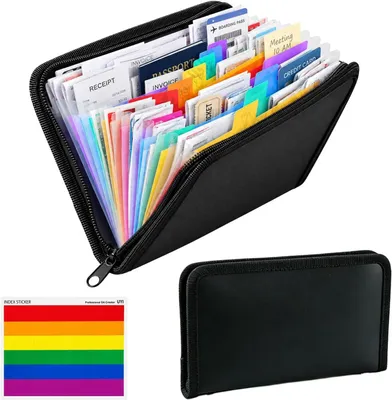 Imagen del producto de Carpeta organizadora tipo A6 con cremallera, 13 compartimentos, de 21 x 13 cm, para una mejor organización