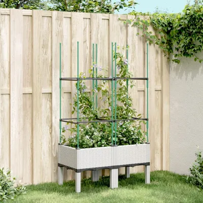 Produktbild von Eleganten-Stil Pflanzkübel mit Rankgitter Weiß 80x40x142,5 cm PP - Beete Hommie3520939 1parcel