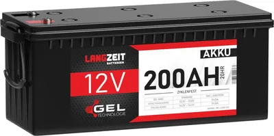 Produktbild von Langzeit Gel Akku 200Ah 12V, über 1800 Ladezyklen bei 30% Entladung