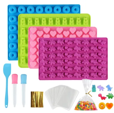 4 Silikon-Gummibärchenformen mit 2 Pipetten, Bonbonformen