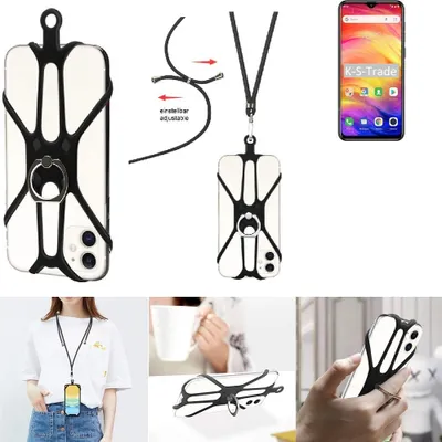 Produktbild von K-S-Trade 3in1 Handykette Handyband Handykordel Halsband Smartphone-Ring Handy-Ring kompatibel mit Ulefone Note 7 Fingerhalterung Handyring
