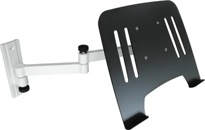 Produktbild von Universal Laptop Wandhalterung - Halterung weiß mit Adapterplatte schwarz - Notebook Tablet Adapterplatte Adapter Ablage - Modell: L52W-IP3BK