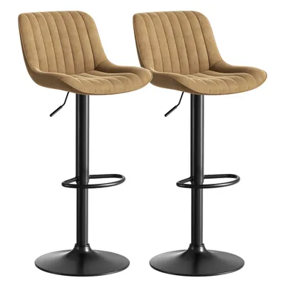 Produktbild von Barhocker Samt Barstühle-Set Höhenverstellbar 360° Drehbarer Polsterhocker (2er Set), 2er Set Bistrohocker mit Fußstütze