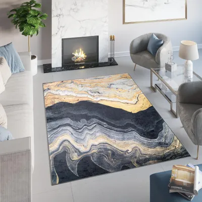 Immagine prodotto di Tappeto Tapiso TOSCANA Moderno Grigio Oro Soggiorno OEKO-TEX 140 x 200 cm