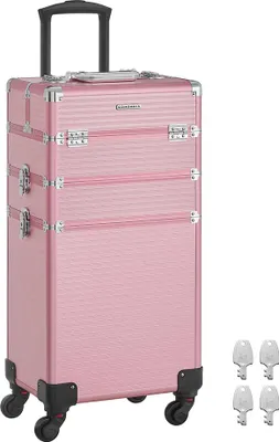 Produktbild von Kosmetikkoffer-Trolley 3-in-1 Make-up-Koffer pastellrosa