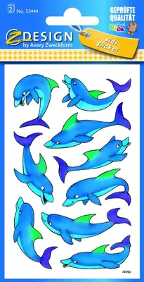 Produktbild von 10x Avery Zweckform® 53444 Z-Design Kinder Sticker Delfine 2 Bogen/18 Sticker