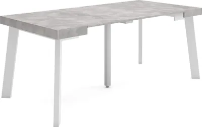 Image de TAPA Table console extensible, 180x90x73cm, Pour 8 personnes, Pieds en bois, Ciment
