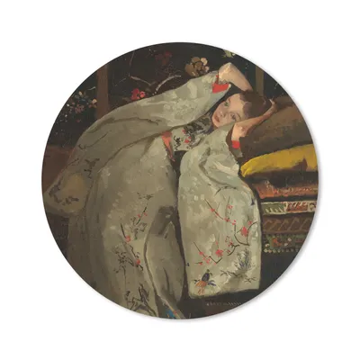 Produktbild von MuchoWow® Mauspad Mousepad Mädchen im weißen Kimono - Gemälde von George Hendrik Breitner 20x20 cm - Mousepads - Maus Mat - Pad - Mausunterlage - Schreibtischmatte