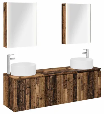 Image de vidaXL Ensemble de 5 meubles de salle de bain, en bois de récupération et en panneaux de fibres de bois