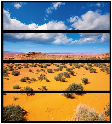 Produktbild von Wallario Möbelfolie / Aufkleber, geeignet für Ikea Malm Kommode mit 4 Schubfächern - Wüste in Arizona - blauer Himmel mit Wolken I