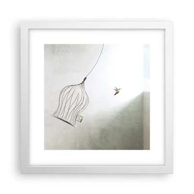 Produktbild von Gerahmtes Poster - Weißer Rahmen - Flug Vogel Käfig - 30x30 cm - Wand Bild - Wanddeko - Wandbilder - Kunstposter - Wandposter - Bilderrahmen - Bilder - Kunstdruck - Wanddekoration - P2WAC30x30-5085