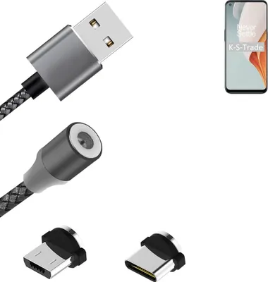 Produktbild von K-S-Trade Hochwertiges Magnet-Lade-kabel Sync-Kabel Daten-Kabel für OnePlus Nord N100 mit USB-Typ-C-Anschluss und Micro-USB-Anschluss 2A bis zu