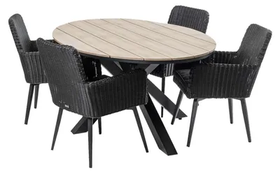 Produktbild von 5-teiliges Gartenset | 4 Pisa Gartenstühle | Limasol Gartentisch | 180 cm | Oval