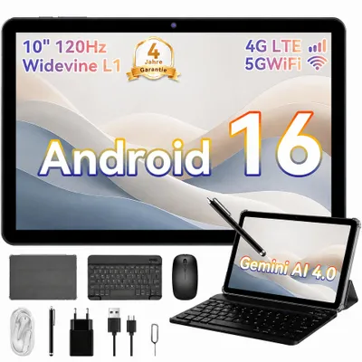 Produktbild von 2026 KOBONA W80 10" 120Hz Tablet, 32+128GB/2TB, Android16, Gemini AI4.0, Widevine L1, 5GWiFi, 6000mAh, OTG, mit Tastatur Maus Stift Schutzhülle Set