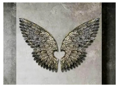 Produktbild von Wanddekoration Engelsflügel aus Metall im Antik-Stil, 80 cm