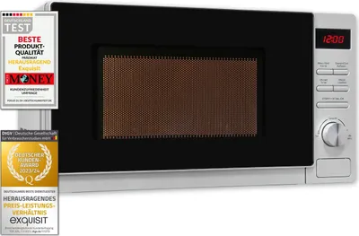 Produktbild von Exquisit Mikrowelle MW 2070-3 GDI si | Grill | max. 1000 W | Garraum 20 l | Silber-Glas Front