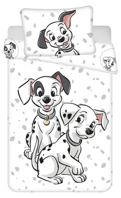Image de Disney 101 Dalmatiner Parure de lit bébé Chiens, motif du film, couette 100 x 135 cm + oreiller 40 x 60 cm 100% coton