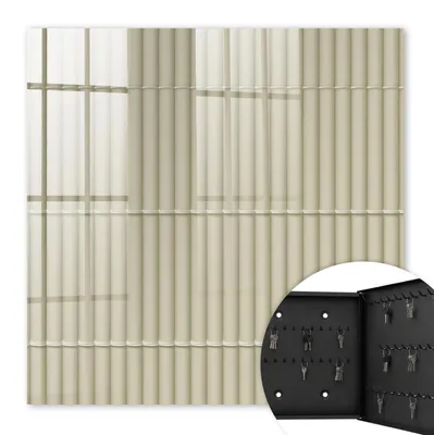 Produktbild von Metall Schlüsselkasten 30 x 30 cm - schwarzer Schlüsselschrank zur Wandmontage - wandhängende Schlüsselbox mit Tür - rechts öffnend - Schlüsselaufbewahrung für Flur - Büro - Arbeitszimmer - Werkstatt - Garage - Beige Streifen