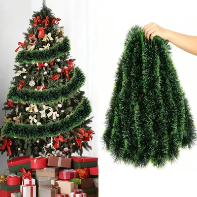 Image de Guirlande de Noël en PVC, 10 mètres, couleur verte, résistante aux intempéries, pour intérieur et extérieur