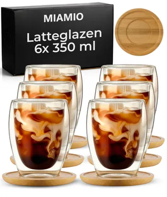6 Latte-Macchiato-Gläser, doppelwandig, 350 ml, Borosilikatglas