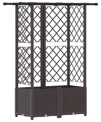 Produktbild von vidaXL Hochbeet mit Rankgitter und Dach Braun 124 x 40 x 138 cm PP