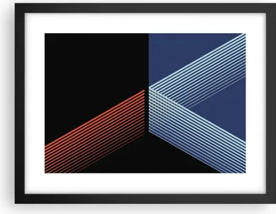 Produktbild von Gerahmtes Poster - Schwarzer Rahmen - Abstraktion Schwarz Blau - 40x30 cm - Wand Bild - Wanddeko - Wandbilder - Kunstposter - Wandposter - Bilderrahmen - Bilder - Kunstdruck - P2BAA40x30-4458