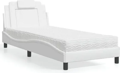Productafbeelding van Bed met matras, wit, 90x190 cm, kunstleer