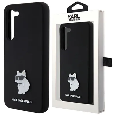 Produktbild von Karl Lagerfeld KLHCS23MSMHCNPK S23+ S916 schwarz hardcase Silicone Choupette Metal Pin Schutzhülle
