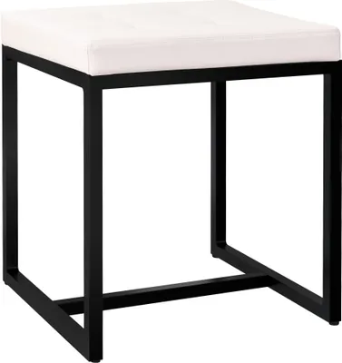 Produktbild von CLP Sitzhocker Barci mit Polsterung und schwarzem Eisengestell creme Material Kunstleder