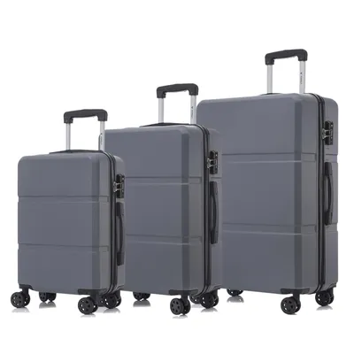 Produktbild von yonsly Premium Reisekoffer TSA-Schloss,YKK-Reißverschluss Hartschalen-Koffer Kabinenkoffer Rollkoffer Suitcase Handgepäck  (Grau, M-L-XL-Set)