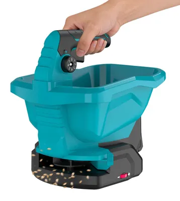 Produktbild von Akku-Elektro-Saatgutstreuer, einstellbare Geschwindigkeitsstufen, 3,3L Kapazität, Blau