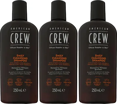 Produktbild von American Crew Daily Cleansing Shampoo 3 x 250 ml Reinigungsshampoo Set
