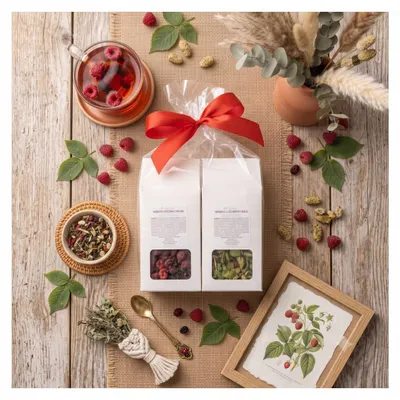 Produktbild von Früchtetee Geschenkset 200g - Himbeere Maulbeere Hagebutte Holunder Weißdorn