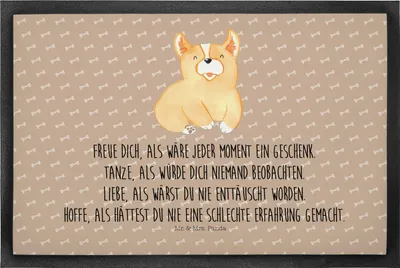 Produktbild von Mr. & Mrs. Panda Schmutzfangmatte Corgie 50 x 75 cm - Hundeglück - Geschenk, Schuhabstreifer, fußmatte, Schmutzmatte, Sprüche, Bodenvorleger, Lebensfroh, Welsh Pembroke