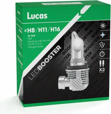 Image de Lucas 12V H8/H11/H16 ampoule LED PGJ19-1/2/3, set de 2 6500K
