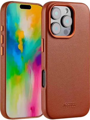 Zdjęcie produktu dla Accezz MagSafe Leather Backcover voor de Apple iPhone 16 Pro - Sienna Brown
