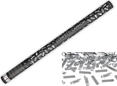 Obrázek produktu pro PartyDeco TUKM80-018, Dělo na konfety, Metalická, Stříbrná, 1 barva/barev, Proužek, 800 mm, 1 kusů