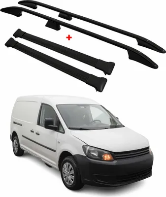 Image de Kit Barres de toit pour VW Caddy 2010-2015 Alu Noir L2 Empattement Long 4x