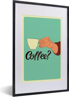 Produktbild von MuchoWow® MuchoWow® Gerahmtes Poster Retro - Sprichwörter - Kaffee? Zitate 40x60 cm - Poster mit zchwarzem Bilderrahmen - Poster in Rahmen