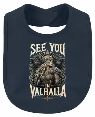 Produktbild von See You In Valhalla Wikinger Kriegerin Walküre Norse Mythology Baby Lätzchen, Navy, Einheitsgröße