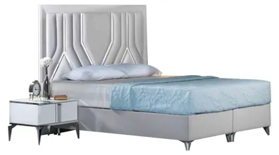Immagine prodotto di Elegante suite bianca per la camera da letto Letto moderno imbottito Comodini