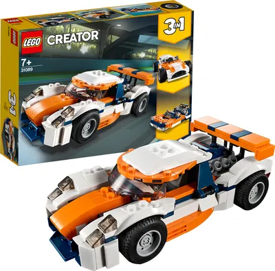 Produktbild von LEGO 31089 Creator Rennwagen, Speedboot oder klassischer Rennwagen, 3-in-1 Bauset, Fahrzeuge für Kinder ab 7 Jahren