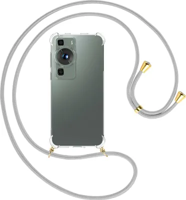 Produktbild von Handykette Backcover-Schutzhülle mit Band (Metall goldfarben) für Huawei P60 / P60 Pro (6.67'') - silbergrau