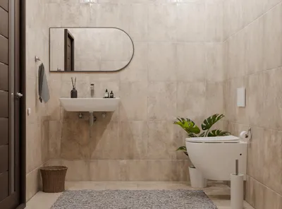 A bathroom with a sink, toilet, and mirror.