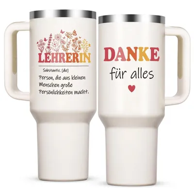 Produktbild von Thermobecher mit Henkel 1200ml Edelstahl Doppelwandig Isoliert Geschenk Lehrerin