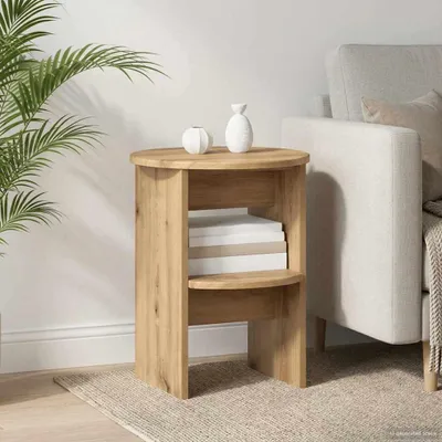 Image de vidaXL Meuble d'appoint, lot de 2, chêne Artisan, Ø 40 x 50 cm, aggloméré